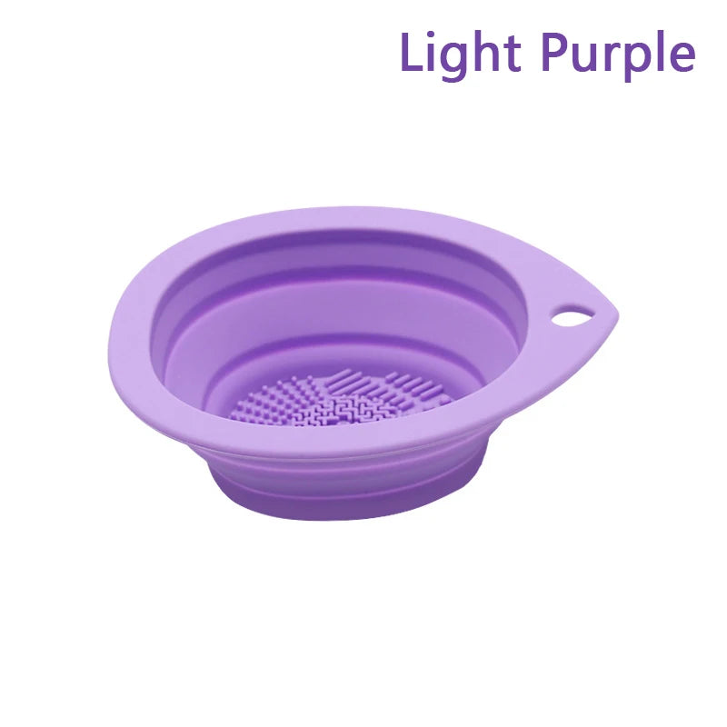 Silicone Makeup Brush Cleaner - Folding Powder Puff Cleaning Bowl - Eyeshadow Brushes Washing Soft Mat - Beauty Tools Scrubber Box