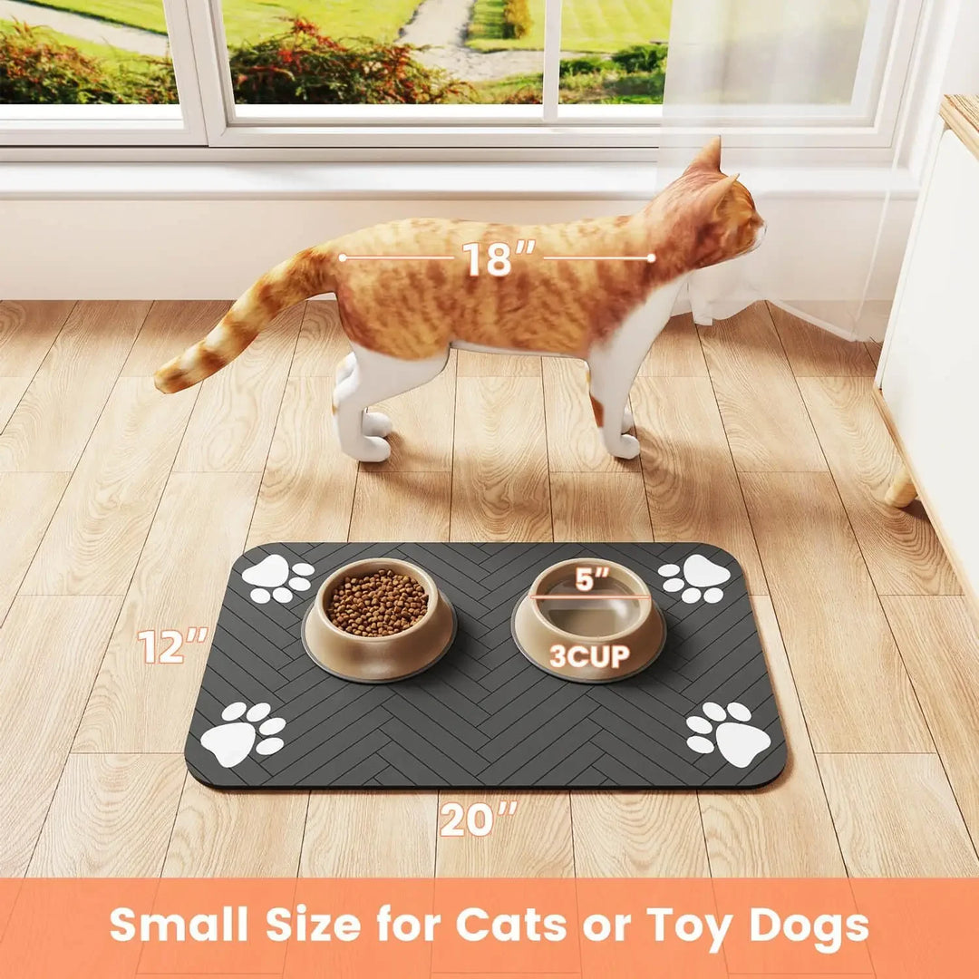 Absorbent Pet Feeding Mat, Waterproof Placemat for Dog & Cat Food & Water Bowls