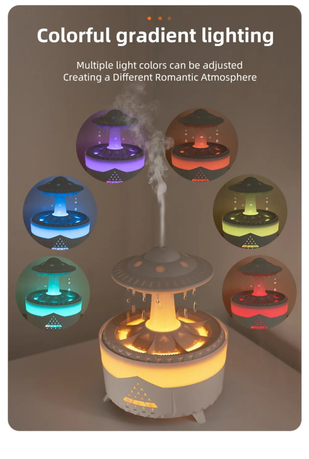 UFO Night Light Humidifier Colorful LED Lights - Essential Oil Aroma Diffuser