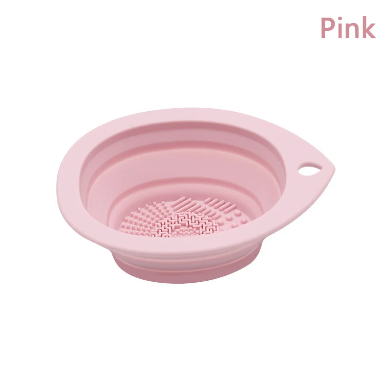Silicone Makeup Brush Cleaner - Folding Powder Puff Cleaning Bowl - Eyeshadow Brushes Washing Soft Mat - Beauty Tools Scrubber Box