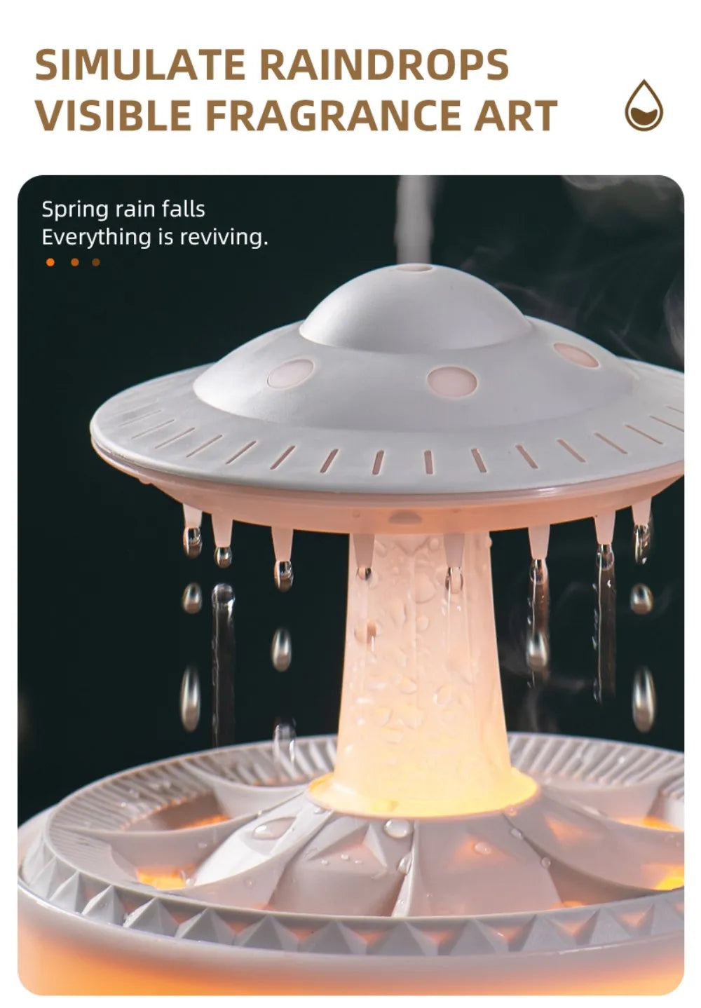 UFO Night Light Humidifier Colorful LED Lights - Essential Oil Aroma Diffuser