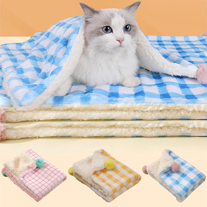 Soft Cat Blanket - Warm Fluffy Plush Pet Sleeping Bed Mat for Cats/Dogs