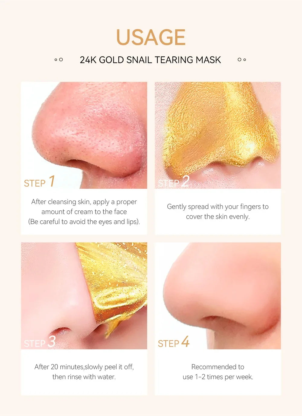 LAIKOU 24K Gold SNAIL TEARING Mask - Deep Cleansing For Blackhead Removal 50g