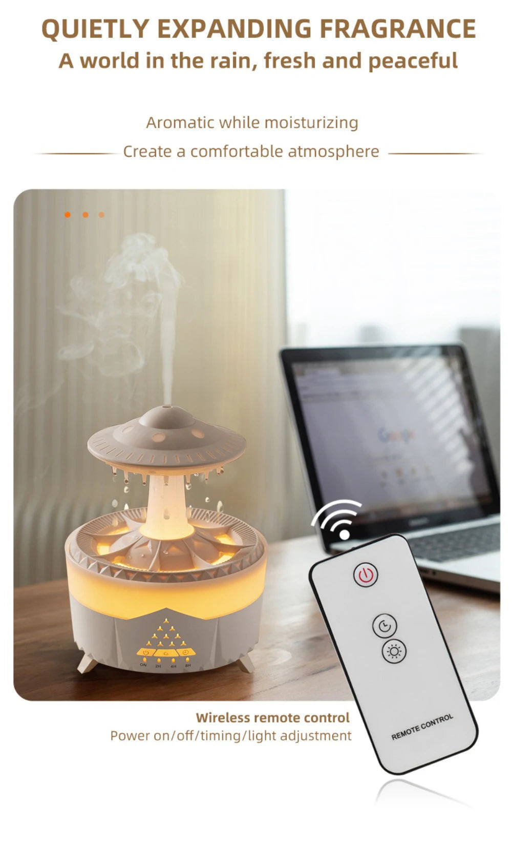 UFO Night Light Humidifier Colorful LED Lights - Essential Oil Aroma Diffuser
