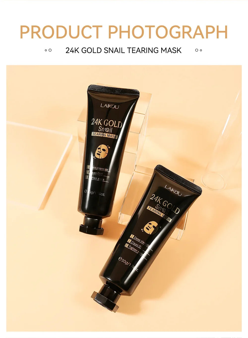 LAIKOU 24K Gold SNAIL TEARING Mask - Deep Cleansing For Blackhead Removal 50g