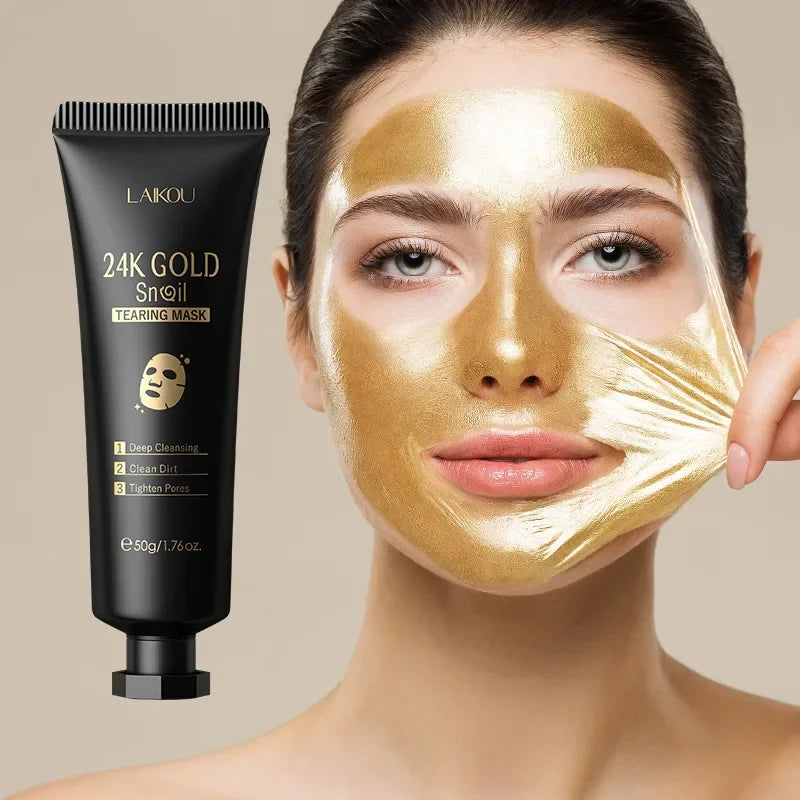 LAIKOU 24K Gold SNAIL TEARING Mask - Deep Cleansing For Blackhead Removal 50g