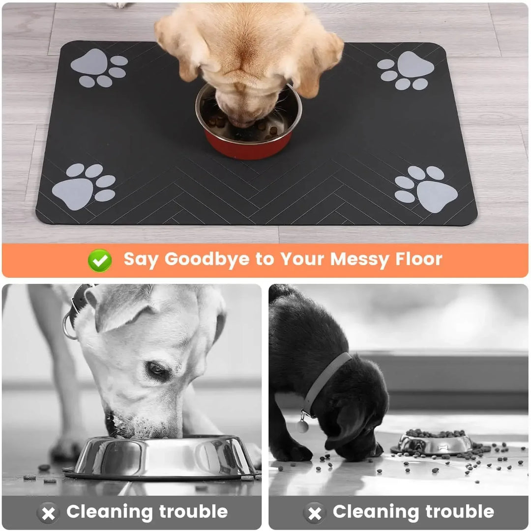 Absorbent Pet Feeding Mat, Waterproof Placemat for Dog & Cat Food & Water Bowls
