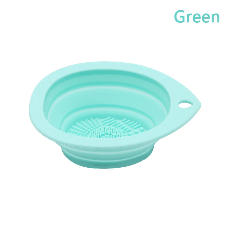 Silicone Makeup Brush Cleaner - Folding Powder Puff Cleaning Bowl - Eyeshadow Brushes Washing Soft Mat - Beauty Tools Scrubber Box