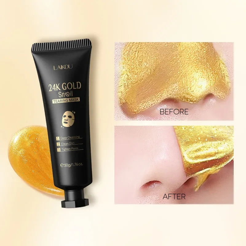 LAIKOU 24K Gold SNAIL TEARING Mask - Deep Cleansing For Blackhead Removal 50g