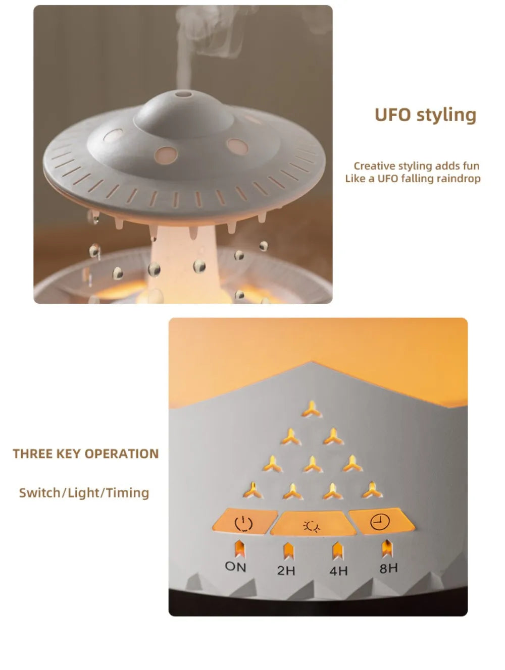 UFO Night Light Humidifier Colorful LED Lights - Essential Oil Aroma Diffuser