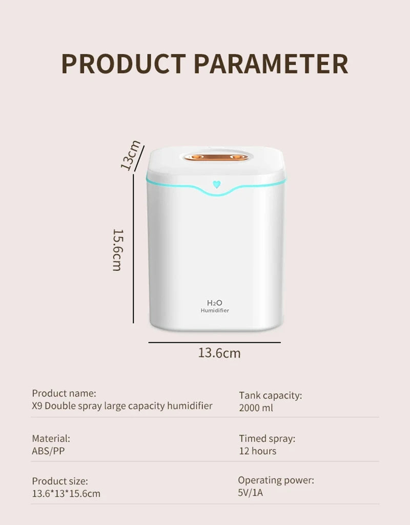 Humidifier Silent Double Spray 2000ml