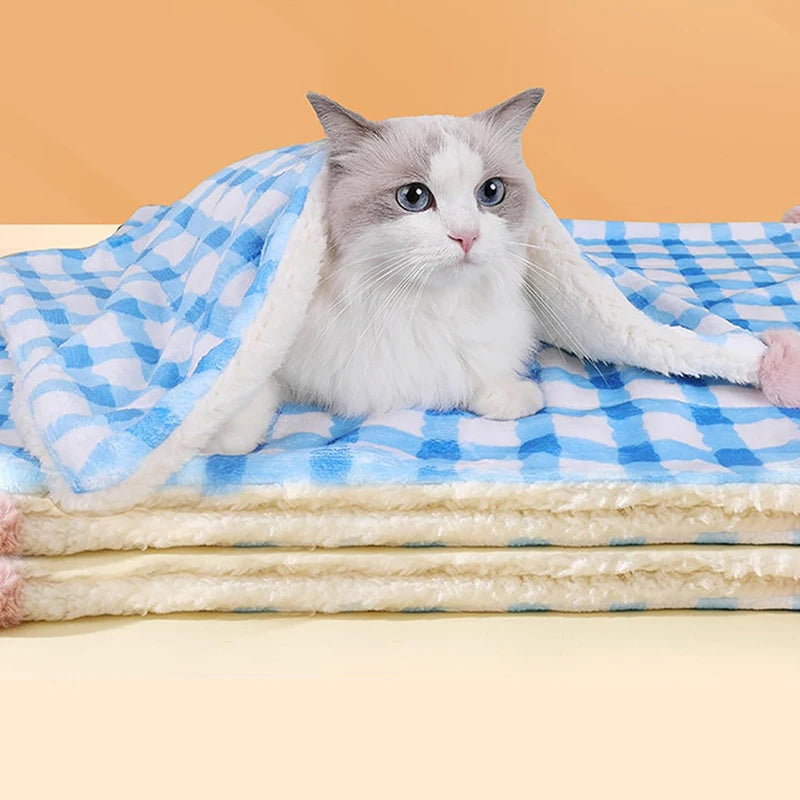 Soft Cat Blanket - Warm Fluffy Plush Pet Sleeping Bed Mat for Cats/Dogs