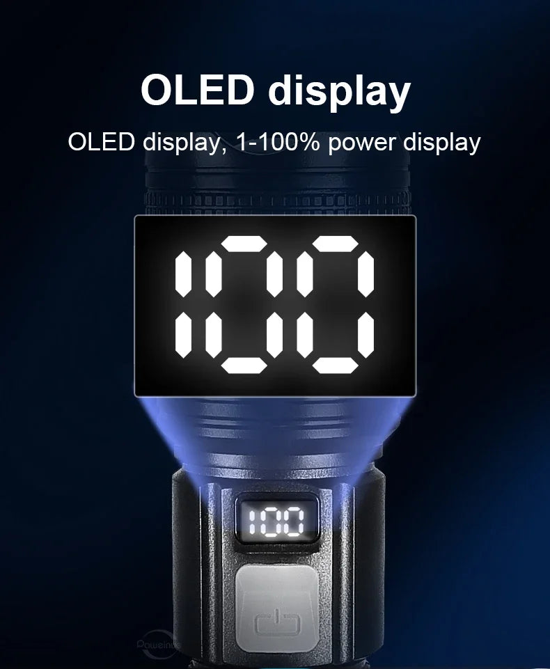 High Power LED Flashlight - Rechargeable Built-in battery