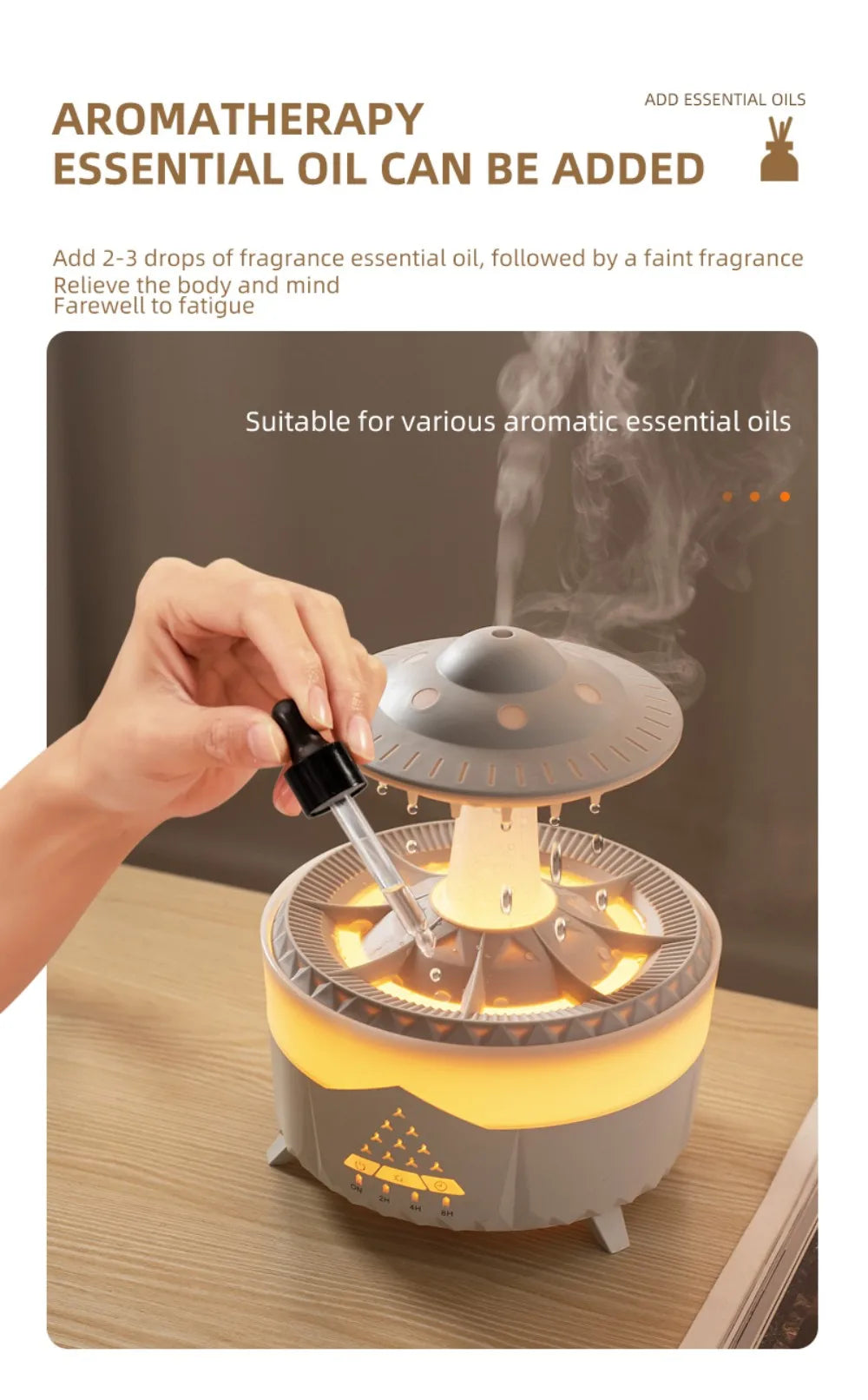 UFO Night Light Humidifier Colorful LED Lights - Essential Oil Aroma Diffuser