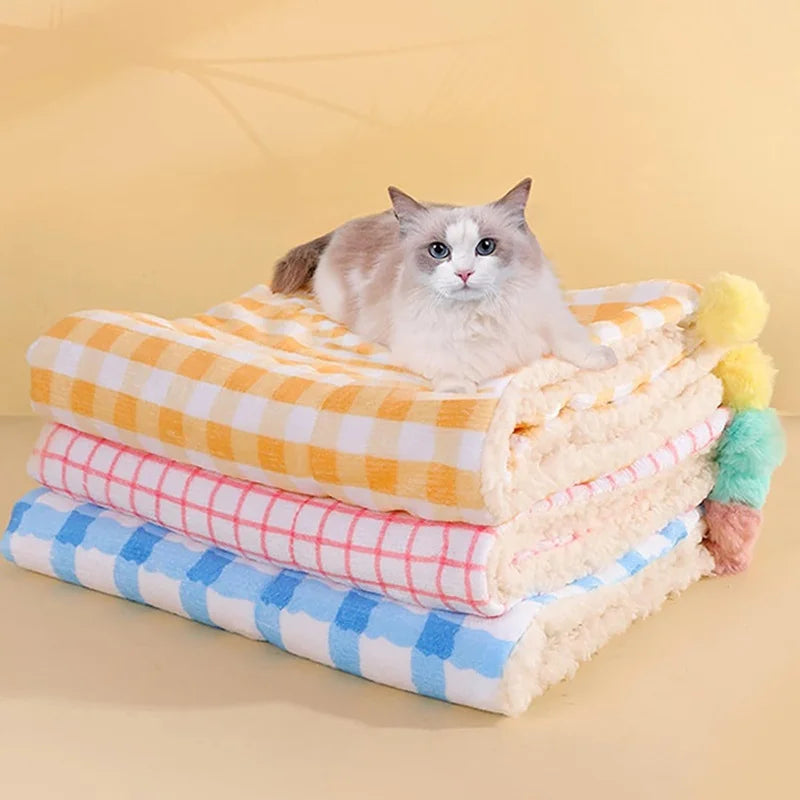 Soft Cat Blanket - Warm Fluffy Plush Pet Sleeping Bed Mat for Cats/Dogs