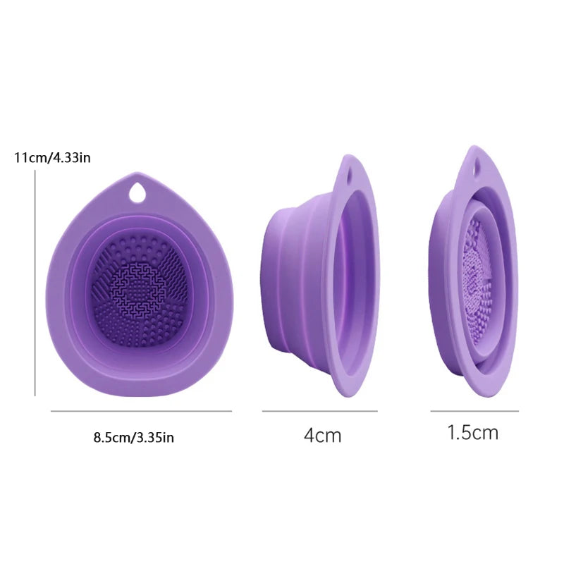 Silicone Makeup Brush Cleaner - Folding Powder Puff Cleaning Bowl - Eyeshadow Brushes Washing Soft Mat - Beauty Tools Scrubber Box