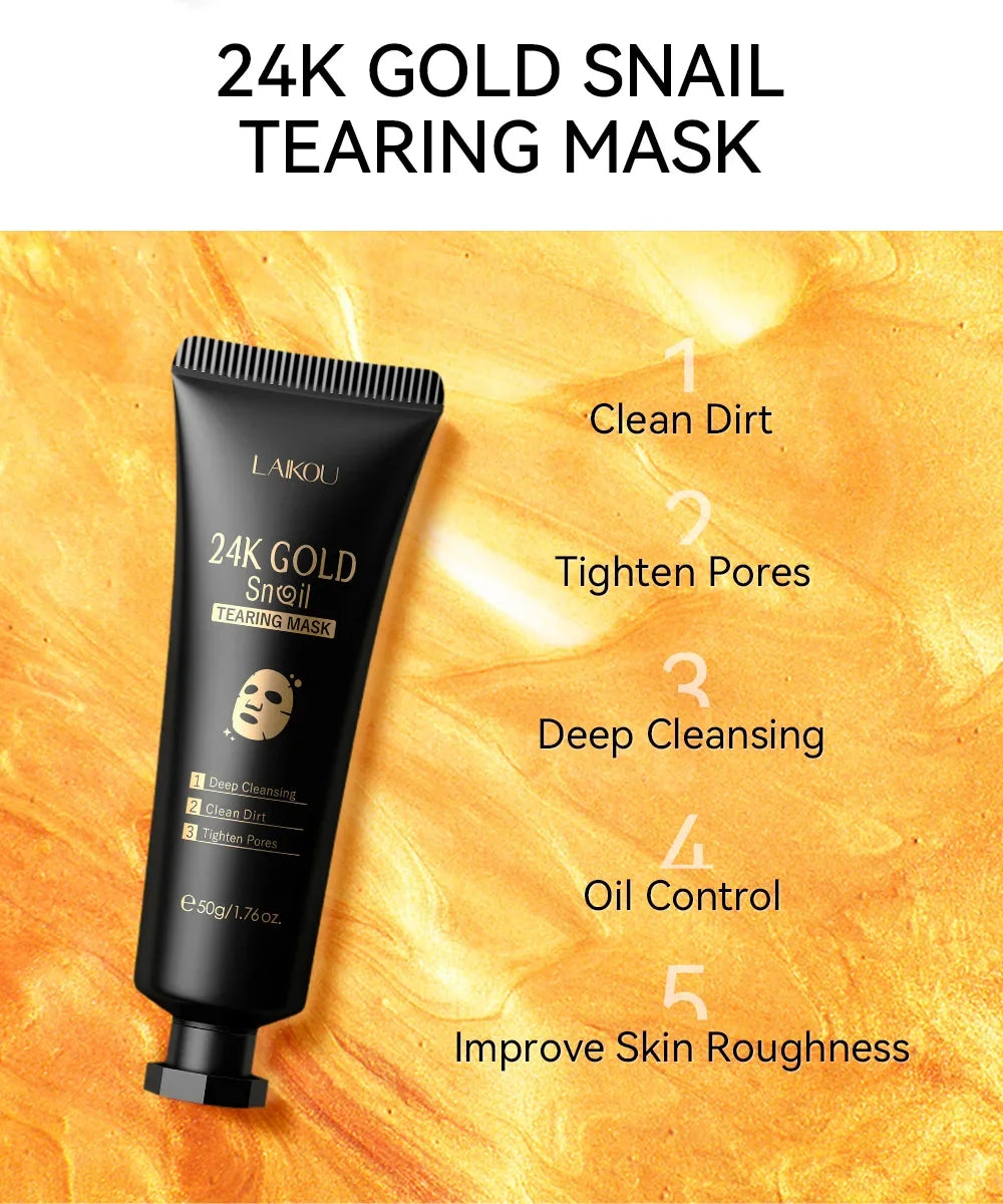 LAIKOU 24K Gold SNAIL TEARING Mask - Deep Cleansing For Blackhead Removal 50g