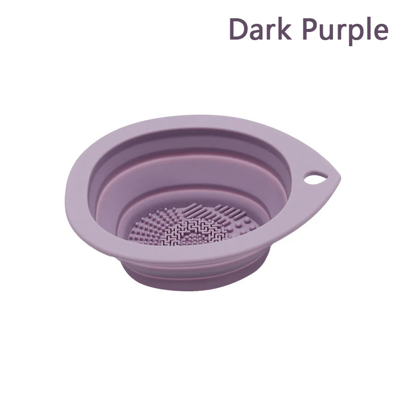 Silicone Makeup Brush Cleaner - Folding Powder Puff Cleaning Bowl - Eyeshadow Brushes Washing Soft Mat - Beauty Tools Scrubber Box